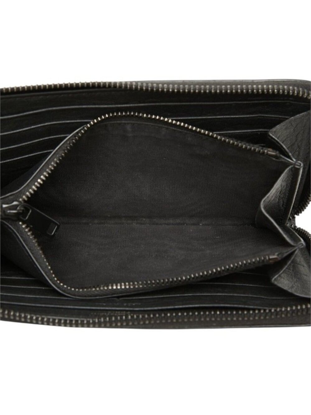 Saint Laurent YSL Logo Embossed Cassandra Round Zip Wallet Black Leather - Picture 7 of 10